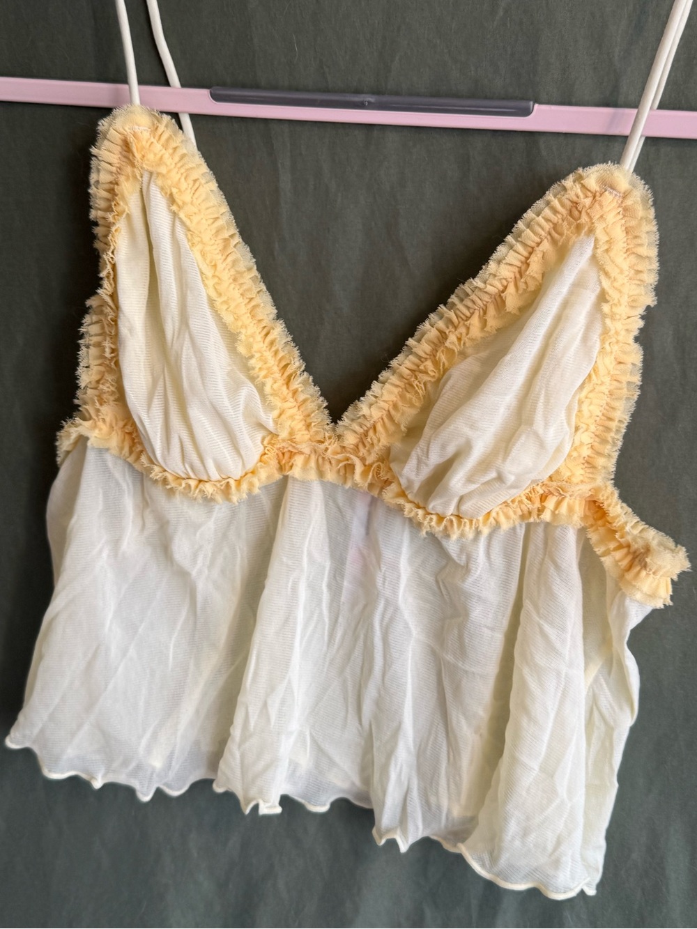 Women's Yellow Ruffle Trim Cami